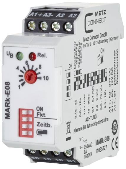 Metz Connect 11065727 MARk-E08 Przekaźnik czasowy wielofunkcyjny 24 V/AC, 24 V/DC 1 szt. 1 zestyk przełączny Metz Connect 11065727 MARk-E08 Przekaźnik czasowy wielofunkcyjny 24 V/AC, 24 V/DC 1 szt. 1 zestyk przełączny