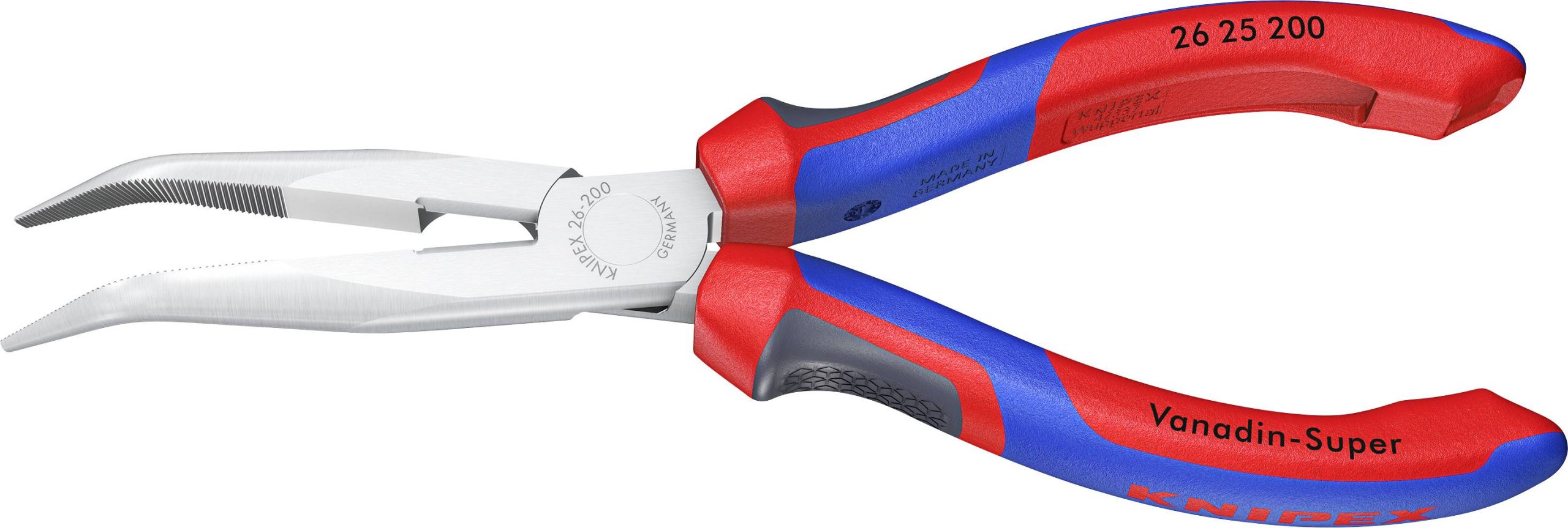 Knipex 26 25 200 dla elektroników i mechaników Szczypce płaskie, okrągłe wygięte pod kątem 40° stal elektrotechniczna wa - obrazek 1