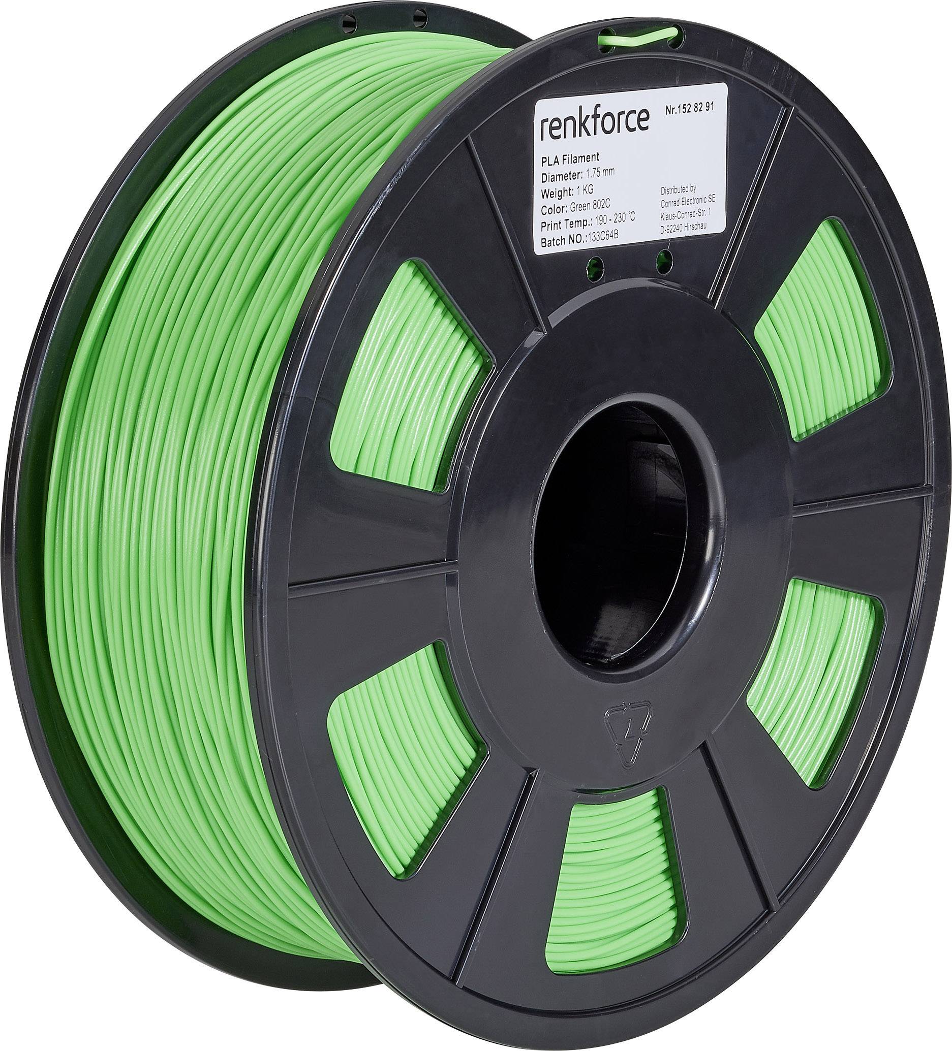 Filament do drukarek 3D PLA Pro Renkforce RF-4511198, Średnica filamentu: 1.75 mm, 1000 g, zielony - obrazek 1