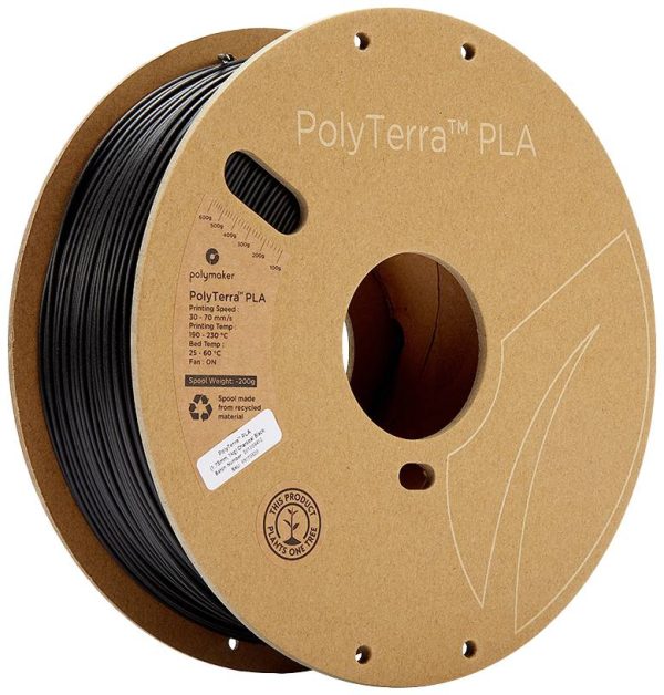 Polymaker 70820 PolyTerra PLA Filament do drukarek 3D PLA niższa zawartość tworzyw sztucznych 1.75 mm 1000 g czarny (mat