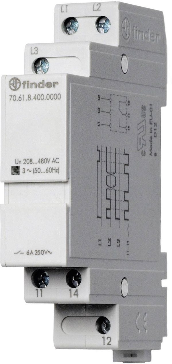 Przekaźnik monitorujący 208 – 480 V/AC 1 zestyk przełączny Finder 70.61.8.400.0000 1 szt.