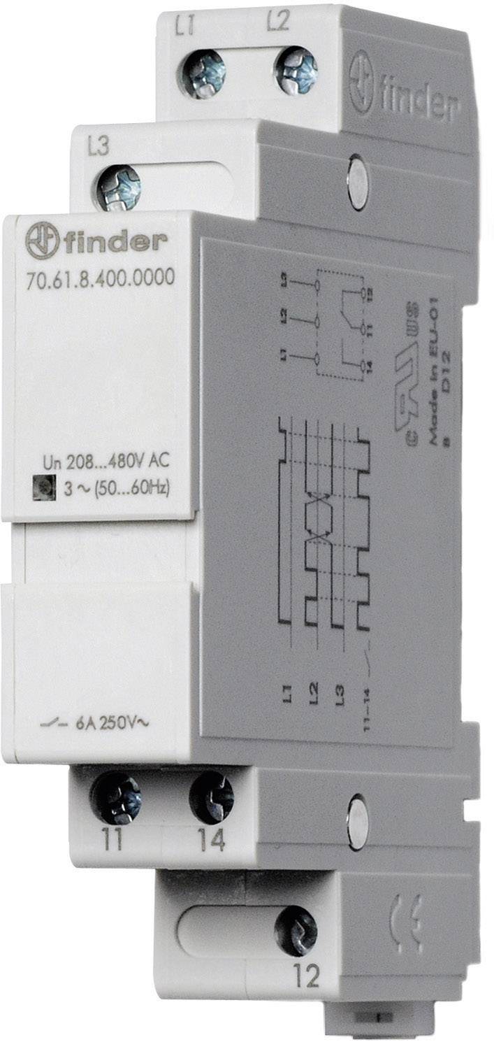 Przekaźnik monitorujący 208 - 480 V/AC 1 zestyk przełączny Finder 70.61.8.400.0000 1 szt. - obrazek 1