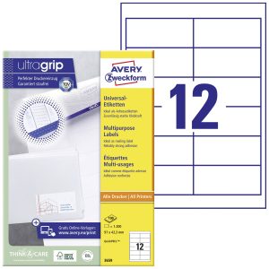 Avery-Zweckform 3659 Etykieta uniwersalna 97 x 42.3 mm Papier biały 1200 szt. Trwały Drukarka atramentowa, Drukarka Lase Avery-Zweckform 3659 Etykieta uniwersalna 97 x 42.3 mm Papier biały 1200 szt. Trwały Drukarka atramentowa, Drukarka Lase