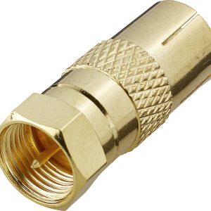 Adapter F-coax [złącze męskie F – złącze żeńskie antenowe 75 Ω] złoty Renkforce