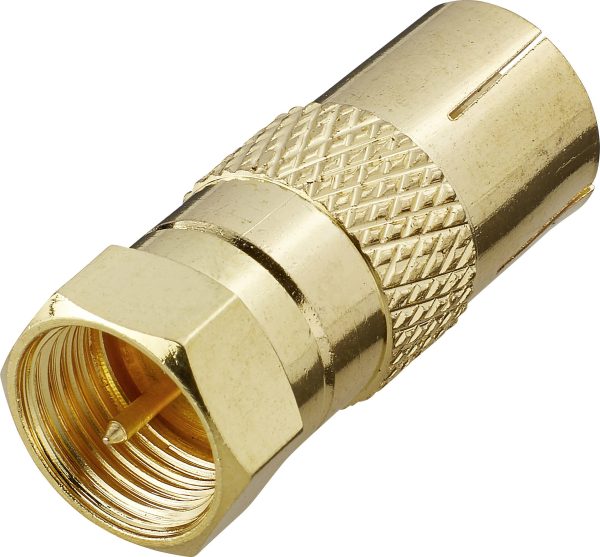 Adapter F-coax [złącze męskie F – złącze żeńskie antenowe 75 Ω] złoty Renkforce