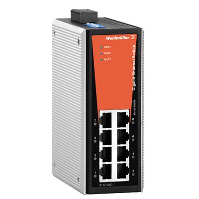 Weidmüller Switch sieciowy, unmanaged, Gigabit Ethernet, Liczba portów: 8 * RJ45 10/100/1000BaseT(X), IP 30, 0 °C…+60