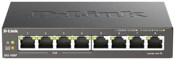 Switch D-Link DGS-1008P/E, 8, 1 GBit/s, funkcja PoE