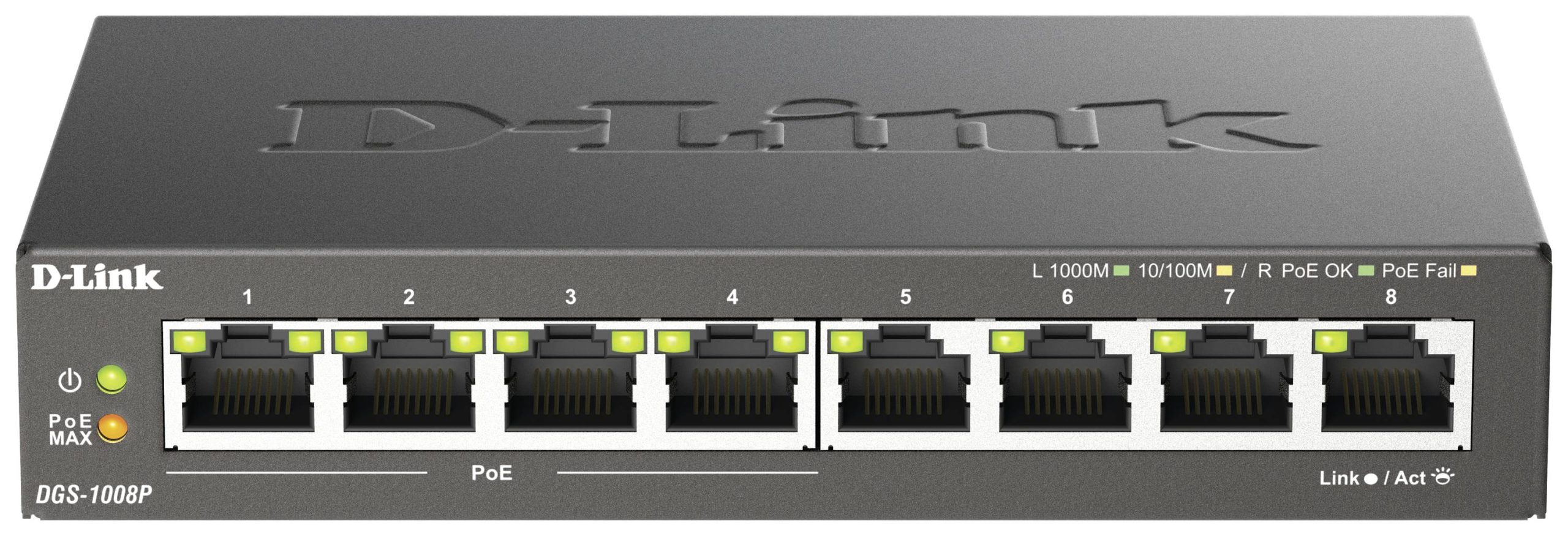 Switch D-Link DGS-1008P/E, 8, 1 GBit/s, funkcja PoE - obrazek 1