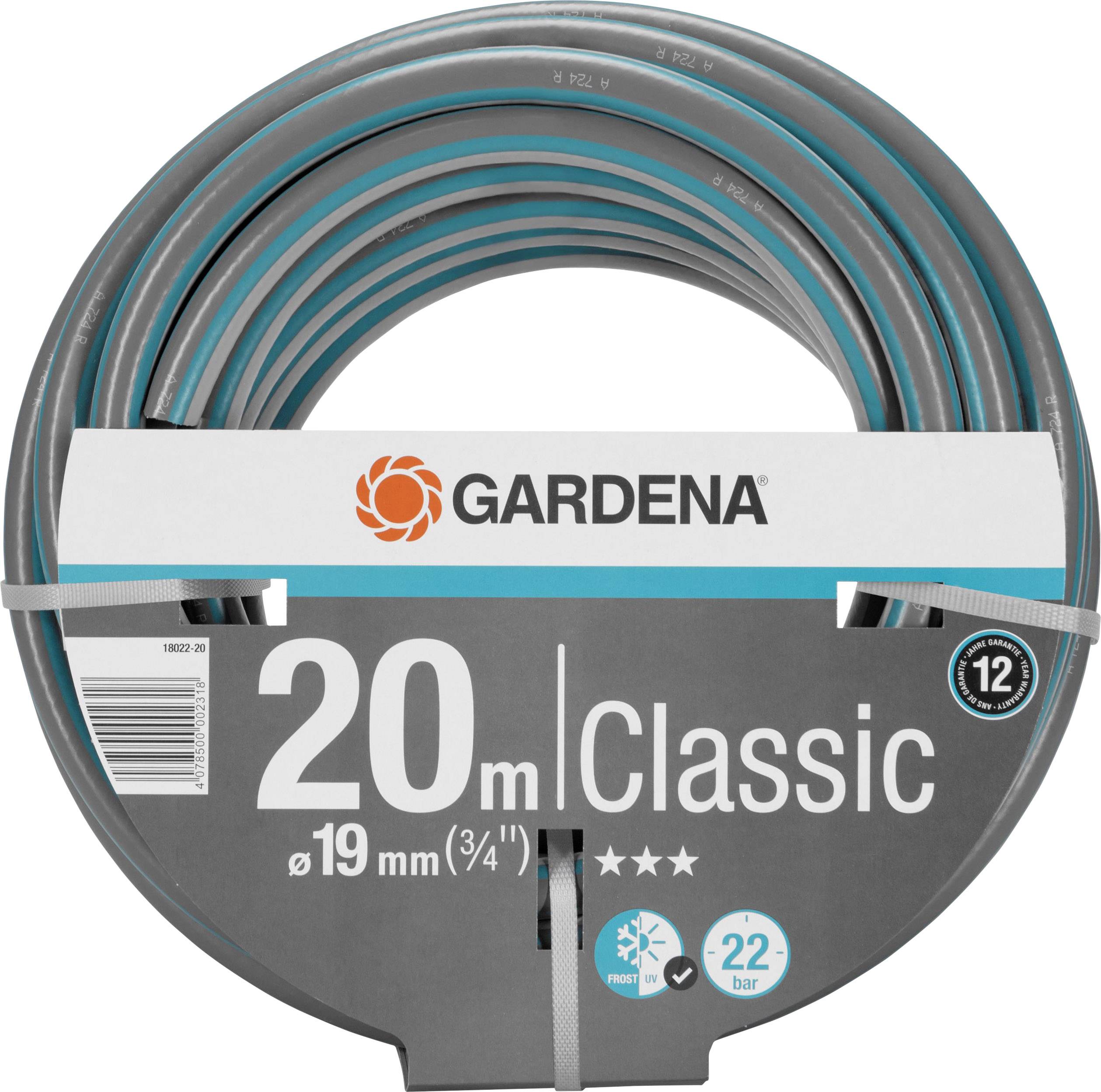 GARDENA 18022-20 Wąż ogrodowy Ø wewnętrzna węża=19 mm 20 m 3/4 cala 1 szt. szary, niebieski - obrazek 1