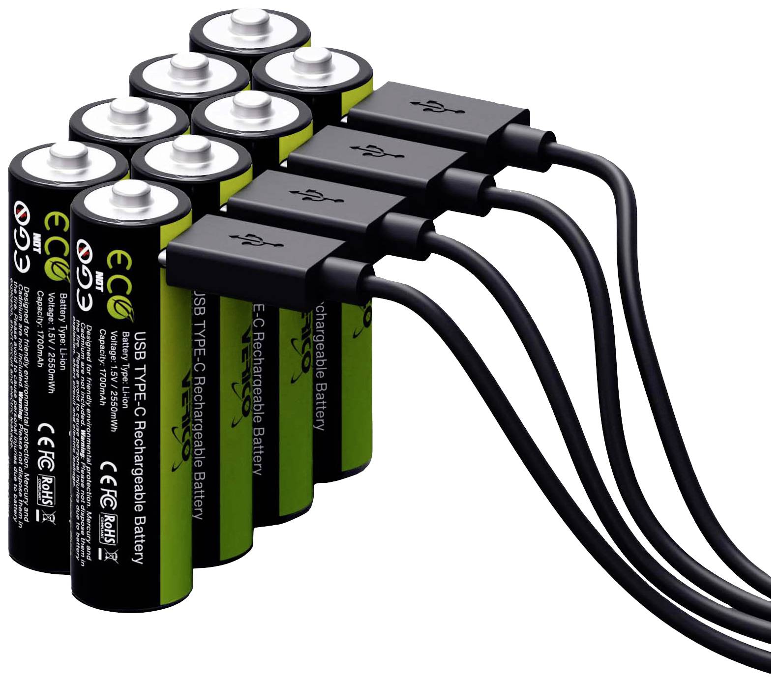 Akumulator AA/R06 Verico LoopEnergy ładowanie po przez USB-C, Li-Ion, 1700 mAh, 1.5 V, 8 szt. - obrazek 1