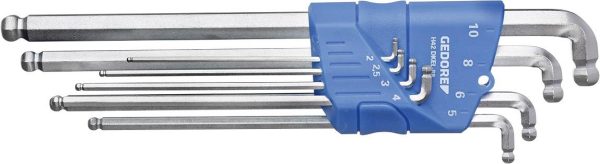 Gedore 2797186 wewnętrzny sześciokąt Zestaw kluczy trzpieniowych 2 mm, 2.5 mm, 3 mm, 4 mm, 5 mm, 6 mm, 8 mm, 10 mm 8 szt