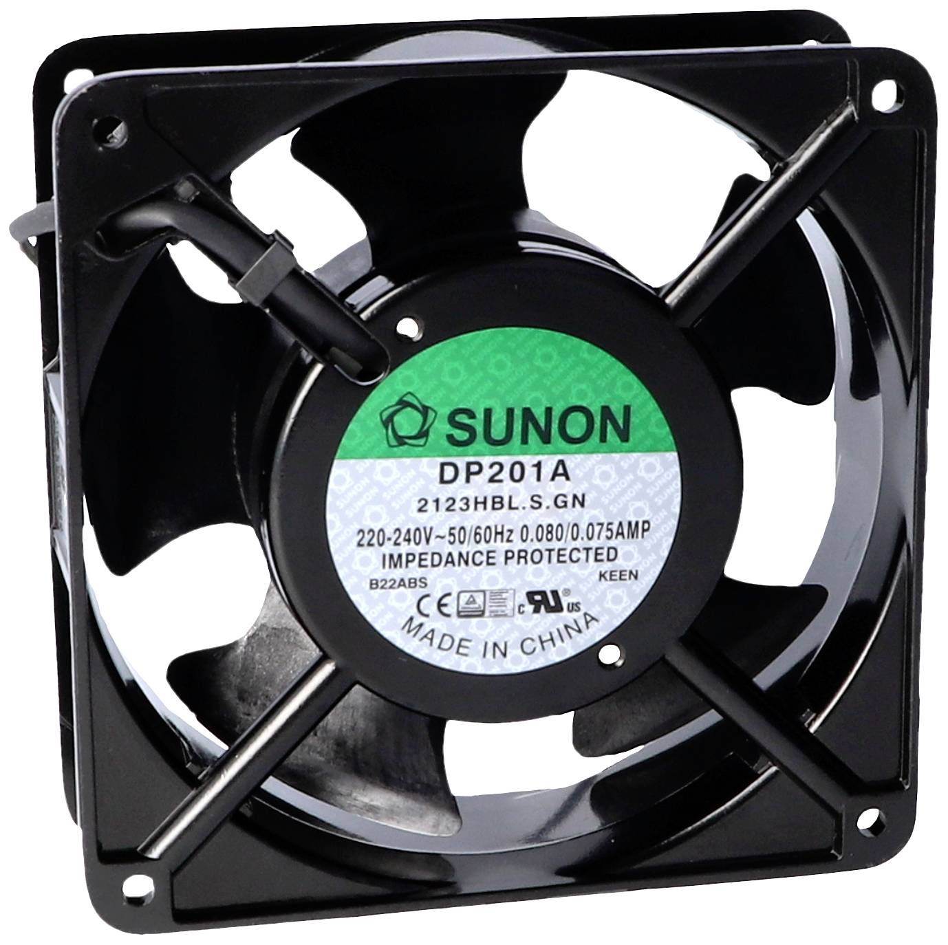 Sunon DP201A-2123HBL.S.GN Wentylator osiowy 230 V/AC 144.38 m³/h (D x S x W) 38 x 120 x 120 mm - obrazek 1