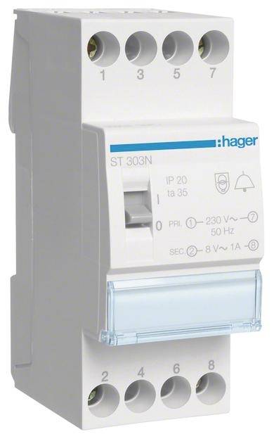 Transformator dzwonkowy Hager ST303N, 8 V, 12 V - obrazek 1