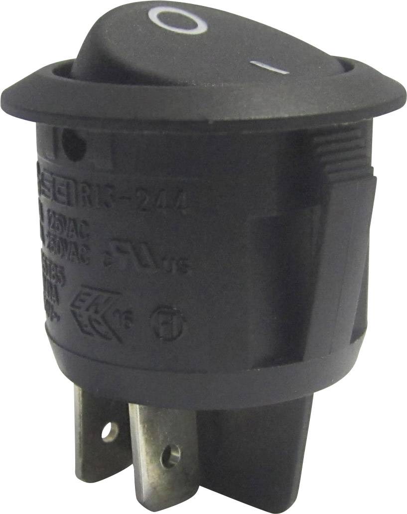 TRU COMPONENTS 1587655 Przełącznik kołyskowy TC-R13-244A-02 BLACK 250 V/AC 10 A 2 x wył/wł zatrzask 1 szt. - obrazek 1