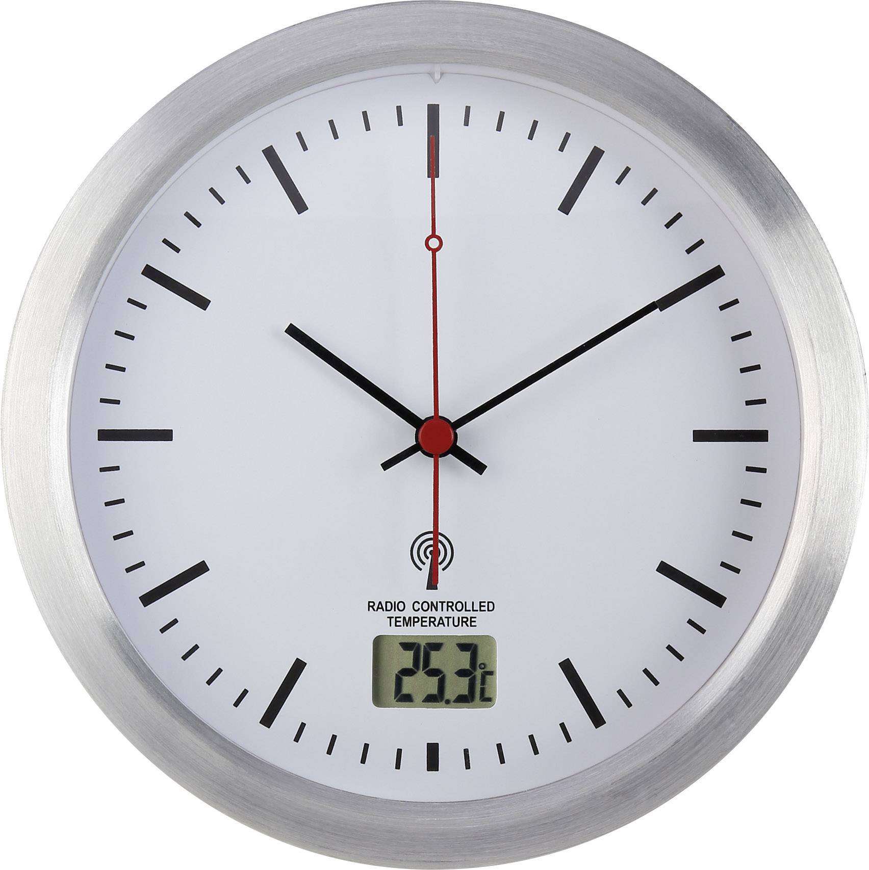 Renkforce E1003R Sterowany radiowo Zegar ścienny 17 cm x 60 mm x 17 cm x 60 mm srebrny odpowiedni do wilgotnych pomieszc - obrazek 1