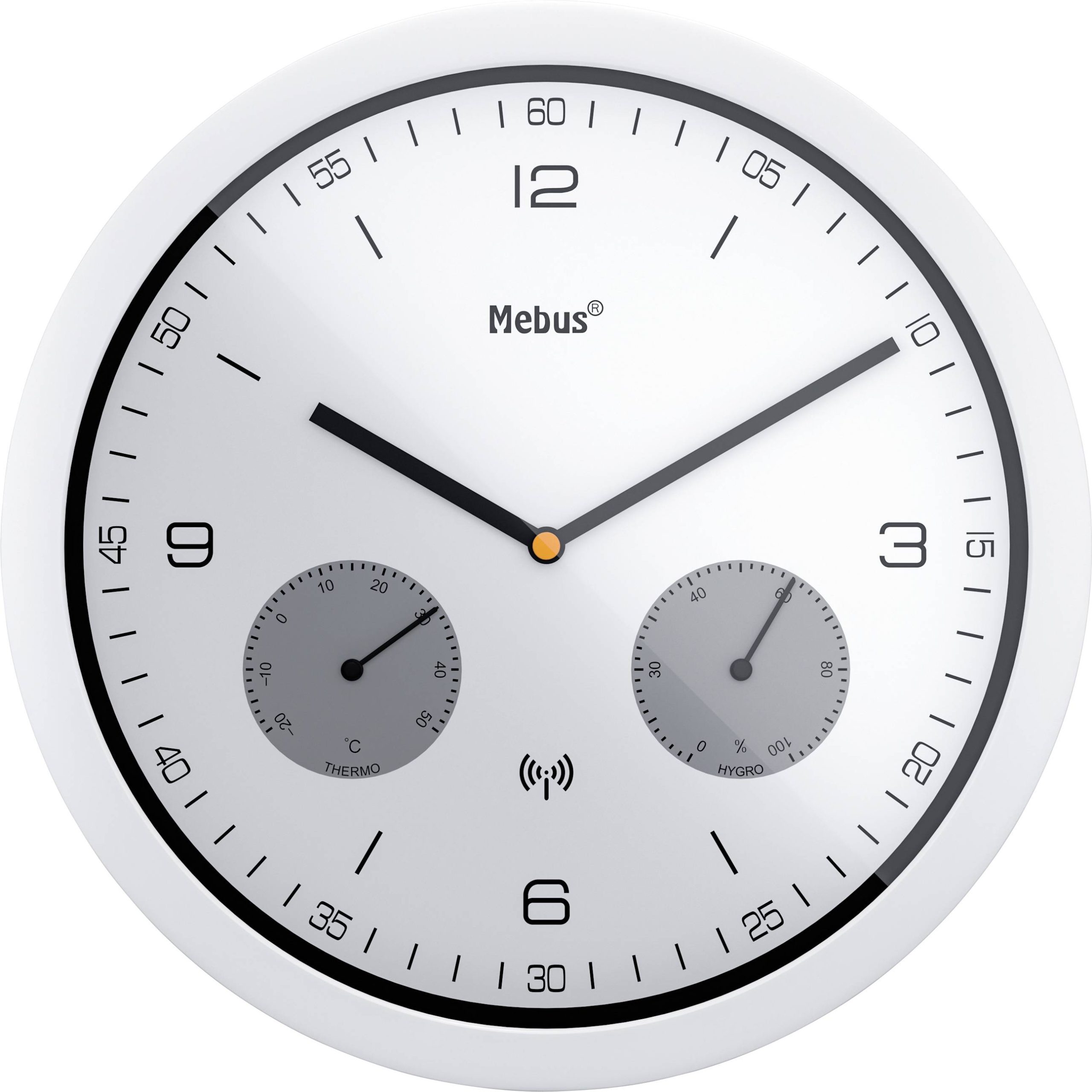 Mebus 52826 Sterowany radiowo Zegar ścienny 26 cm x 42 mm biały - obrazek 1