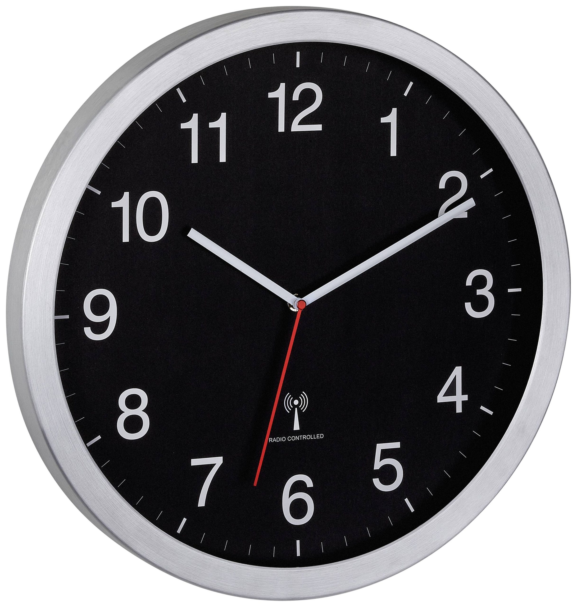 TFA Dostmann 60.3545.01 Sterowany radiowo Zegar ścienny 40 cm x 5 cm x 40 cm srebrny duży wyświetlacz - obrazek 1