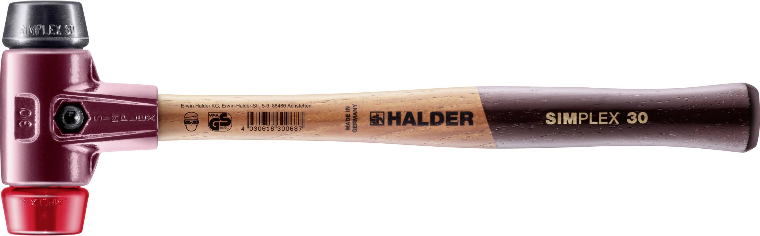 Młotek gumowy (miękki) Halder SIMPLEX 3026.030 egronomiczny uchwyt, twardy, średnio twardy 345 g 295 mm 1 szt. - obrazek 1