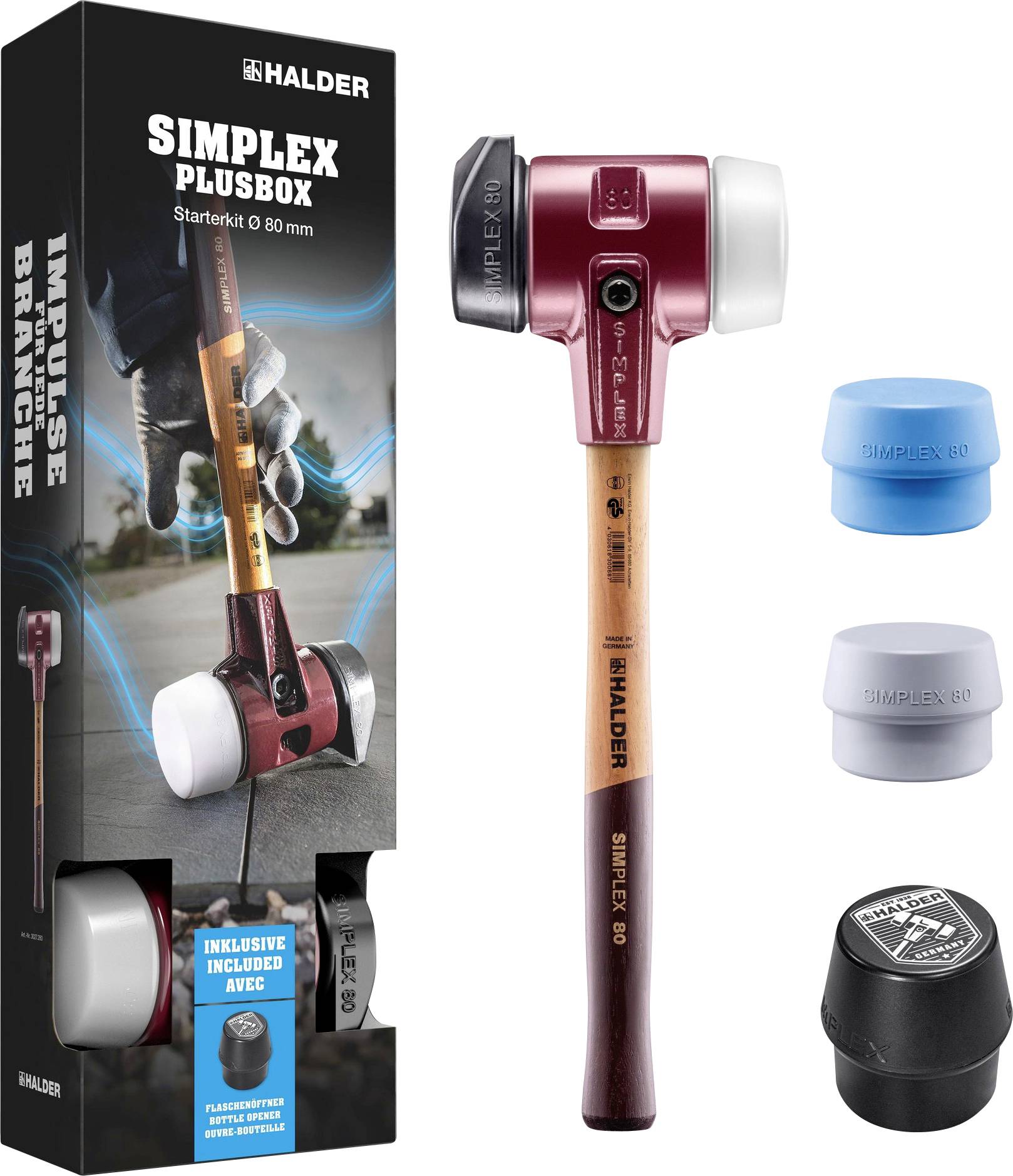 Młotek gumowy (miękki) Halder SIMPLEX-Plusbox Starterkit 3027s025 średnio twardy 4400 g 180 mm 1 szt. - obrazek 1