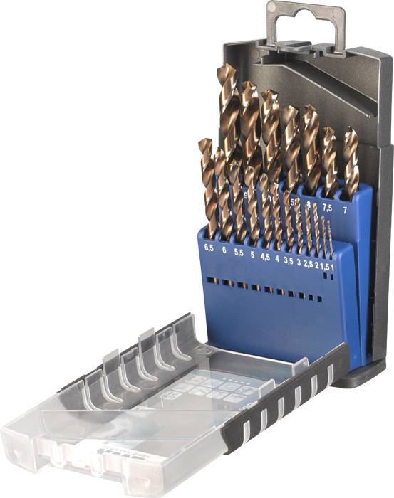 kwb 248920 HSS-Co Zestaw wierteł krętych do metalu 19 szt. 1 mm, 1.5 mm, 2 mm, 2.5 mm, 3 mm, 3.5 mm, 4 mm, 4.5 mm, 5 mm,