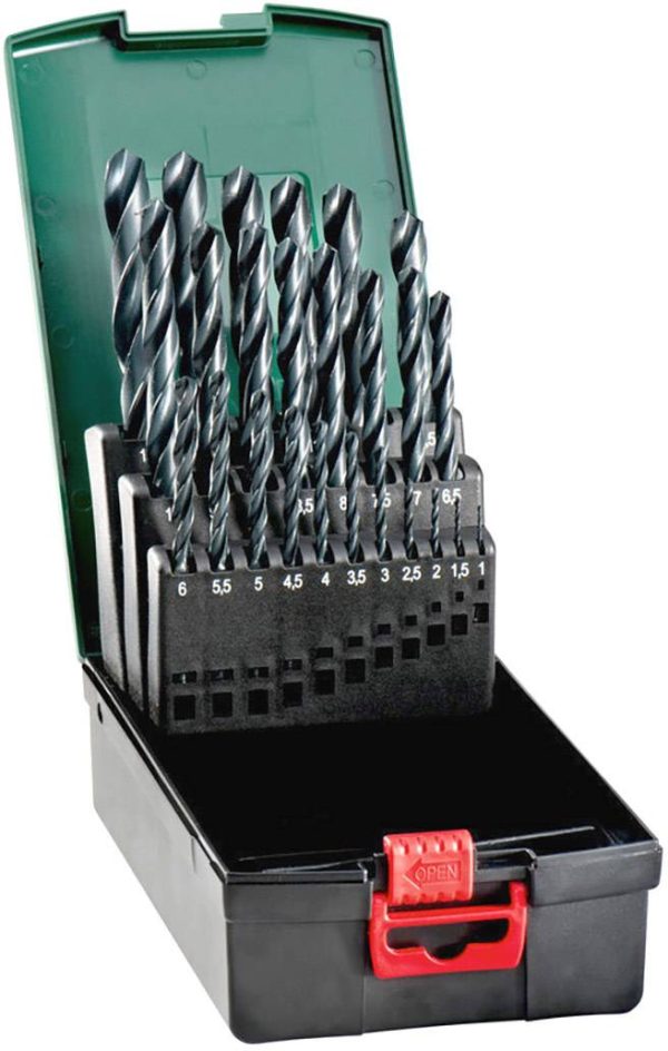 Metabo 627667000 627667000 HSS-R Zestaw wierteł krętych do metalu 25 szt. 1 mm, 1.5 mm, 2 mm, 2.5 mm, 3 mm, 3.5 mm, 4 mm