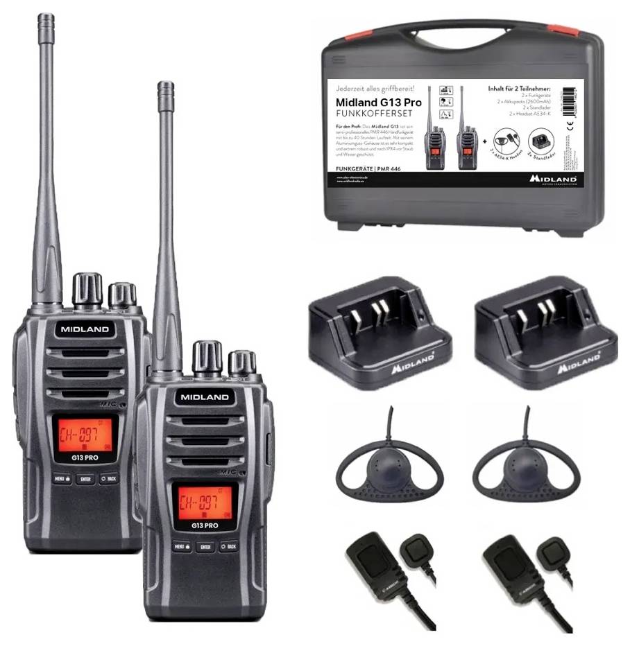 Midland Midland 2er Koffer G13 Pro PMR446+LPD Funkgeräte C1668.S1 Radiotelefon PMR - obrazek 1