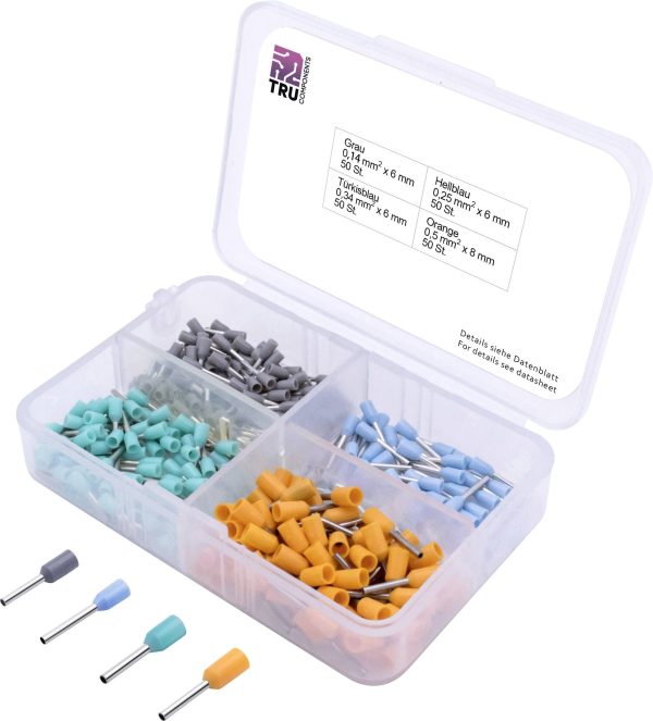 Zestaw końcówek rurkowych TRU COMPONENTS T1903C023 0.14 mm², 0.25 mm², 0.34 mm², 0.50 mm² z częściową izolacją 200 szt.