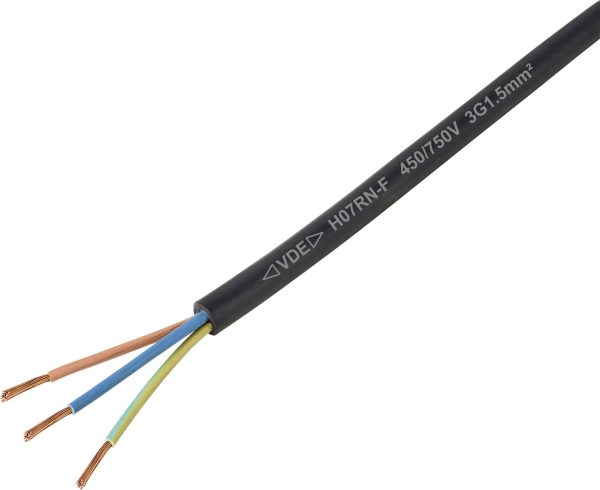 Przewód z gumowym płaszczem TRU COMPONENTS TC-11594936 H07RN-F 3 x 1.5 mm² czarny 1 m