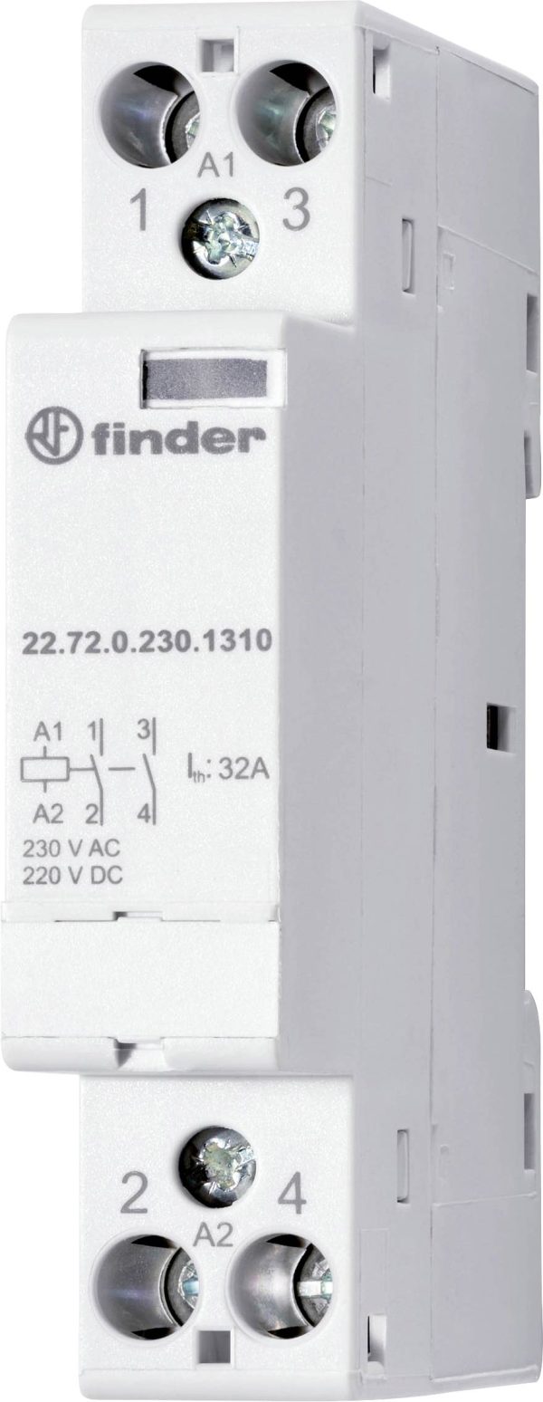 Finder 22.72.0.230.1310 Stycznik instalacyjny 2 NO 7000 VA 230 V Pasuje do przekaźników marki: Finder sztuka 1 szt.