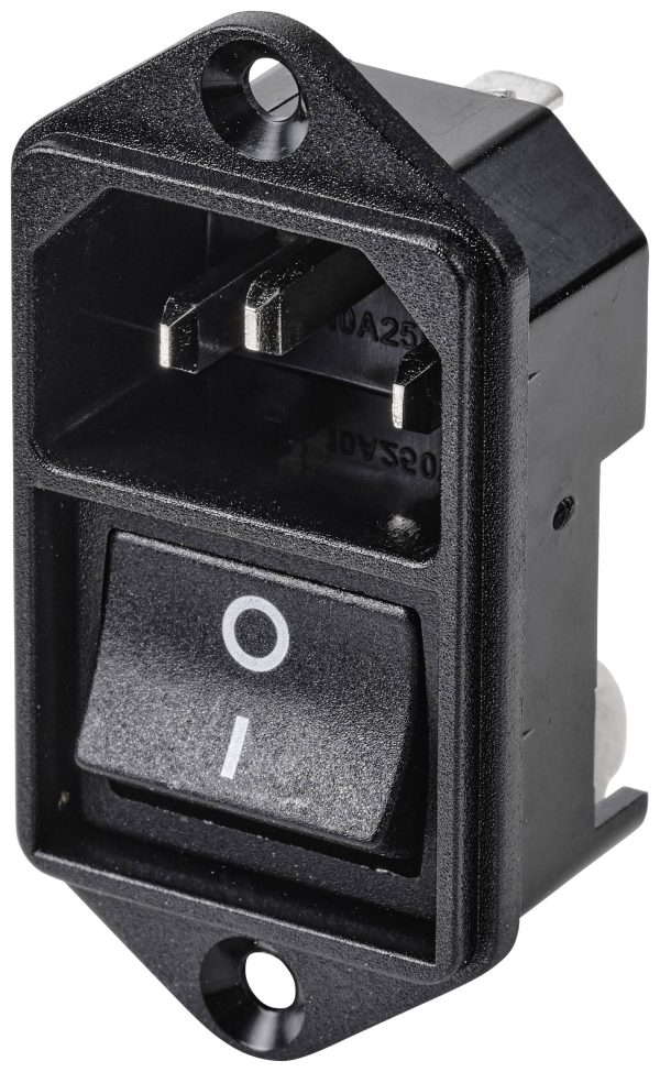 TRU COMPONENTS TC-10088376 Złącze męskie IEC C14 złącze męskie do wbudowania pionowego Łączna ilość styków: 3 10 A czarn