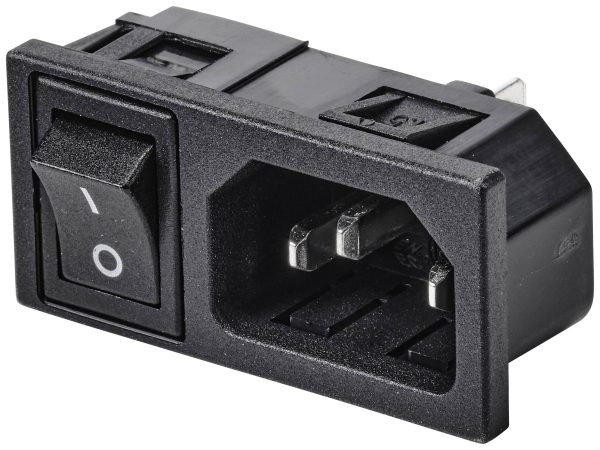 TRU COMPONENTS TC-10088392 Złącze męskie IEC C14 złącze męskie do wbudowania pionowego Łączna ilość styków: 3 10 A czarn