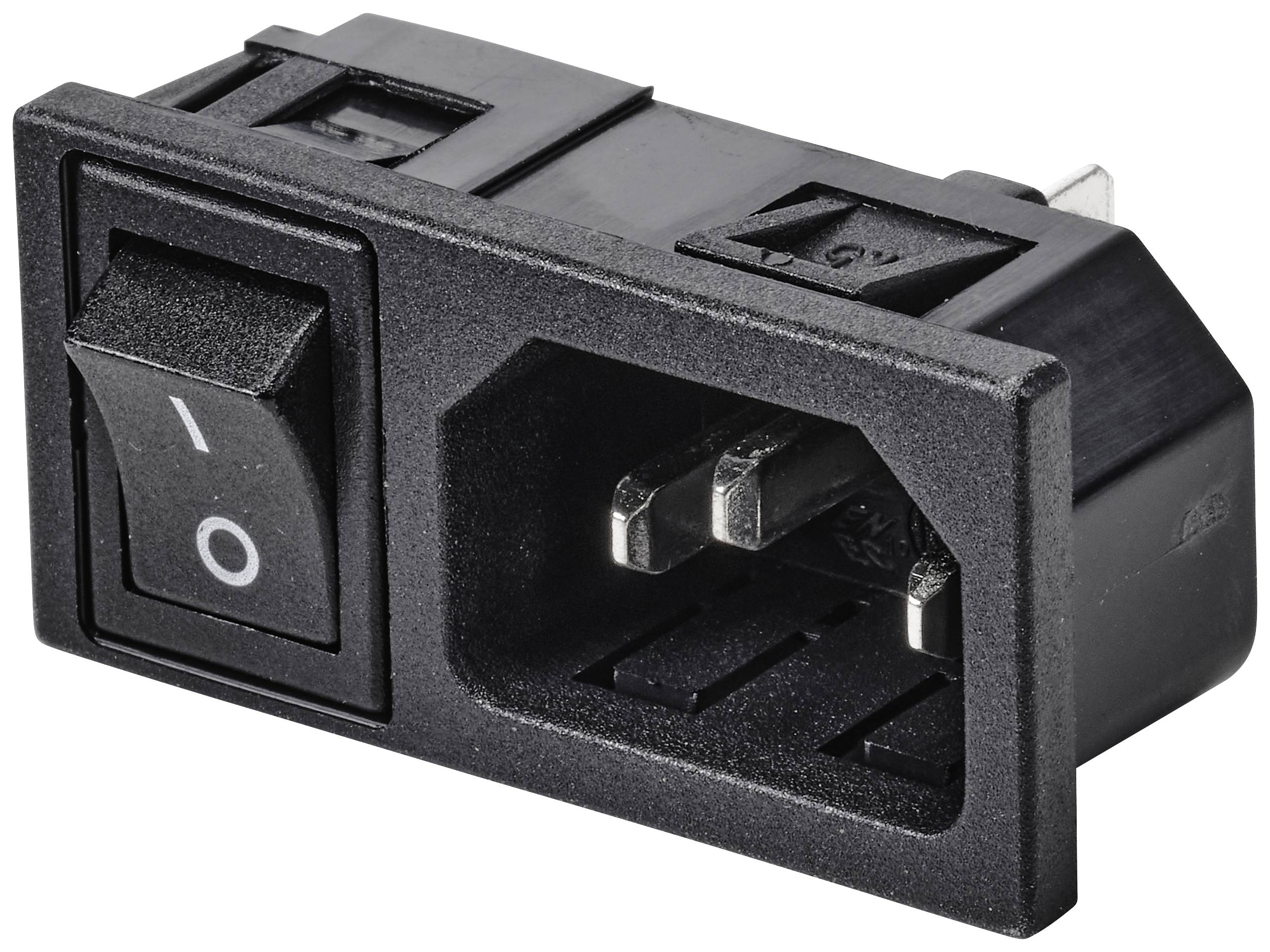 TRU COMPONENTS TC-10088392 Złącze męskie IEC C14 złącze męskie do wbudowania pionowego Łączna ilość styków: 3 10 A czarn - obrazek 1