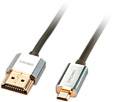 LINDY HDMI kabel Wtyczka HDMI-A, Złącze HDMI Micro D 0.50 m szary 41680 4K UHD, przewód OFC, konstrukcja okrągła, podwój