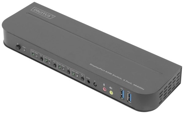 Ekstender KVM, Display-Port, HDMI Digitus DS-12890, Myszka, Klawiatura, 3840 x 2160 Pixel, Ilość przełączalnych PC: 4
