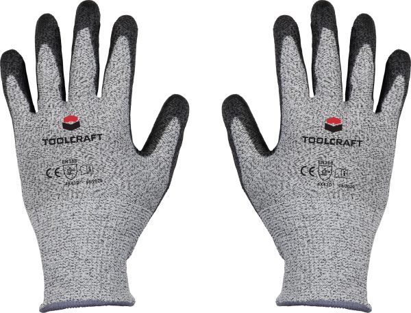 TOOLCRAFT TO-5621613 Włókno HPPE, Polyester, Włókno sztuczne, Poliuretan Rękawice chroniące przed przecięciem Rozmiar rę