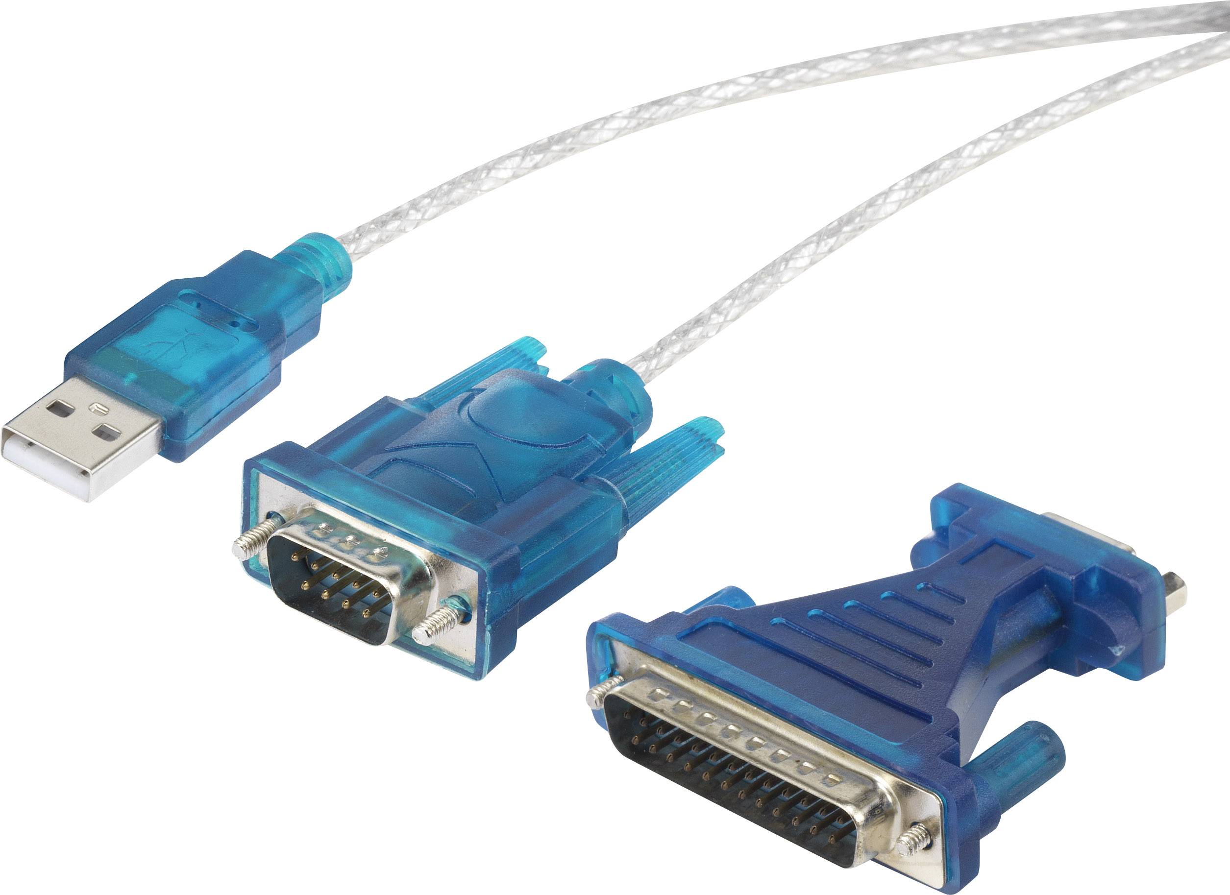adapter USB 1.1 Renkforce RF-4222053, [1x złącze męskie D-SUB 9-pin, złącze męskie D-SUB 25-pin - 1x złącze męskie USB-A - obrazek 1