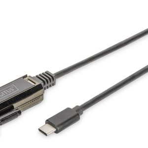Digitus USB-C, podłączenie szeregowe adapter [1x złącze męskie USB-C – 1x złącze męskie RS232] DA-70166 1.00 m