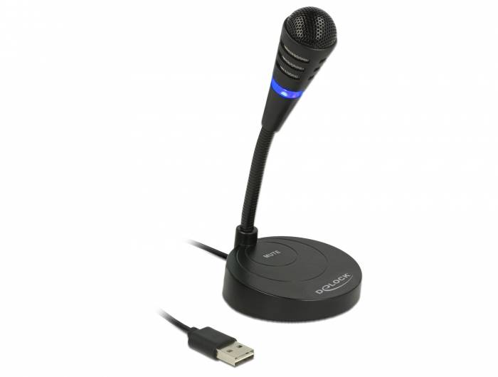 Gęsia szyja Mikrofon USB Delock 65868 Rodzaj transmisji danych:przewodowa - obrazek 1