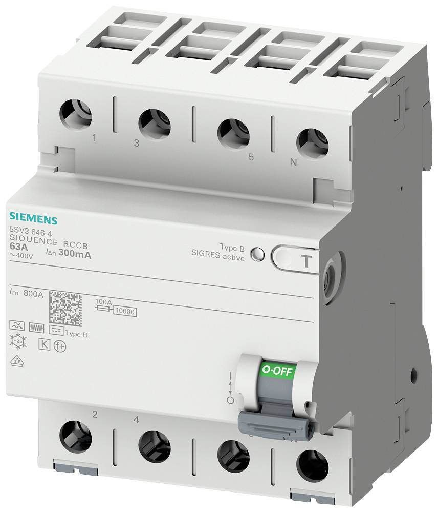 Wyłącznik różnicowoprądowy Siemens 5SV33444, 4 styki, 40 A, 0.03 A, 400 V - obrazek 1