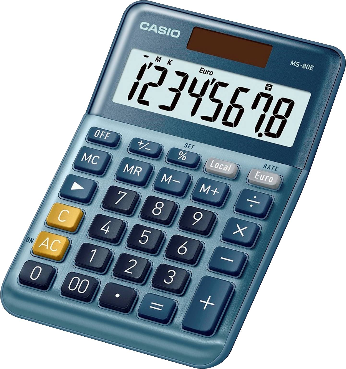 Casio MS-80E Kalkulator stołowy niebieski Wyświetlacz: 8 energią słoneczną (D x S) 101 mm x 149 mm - obrazek 1