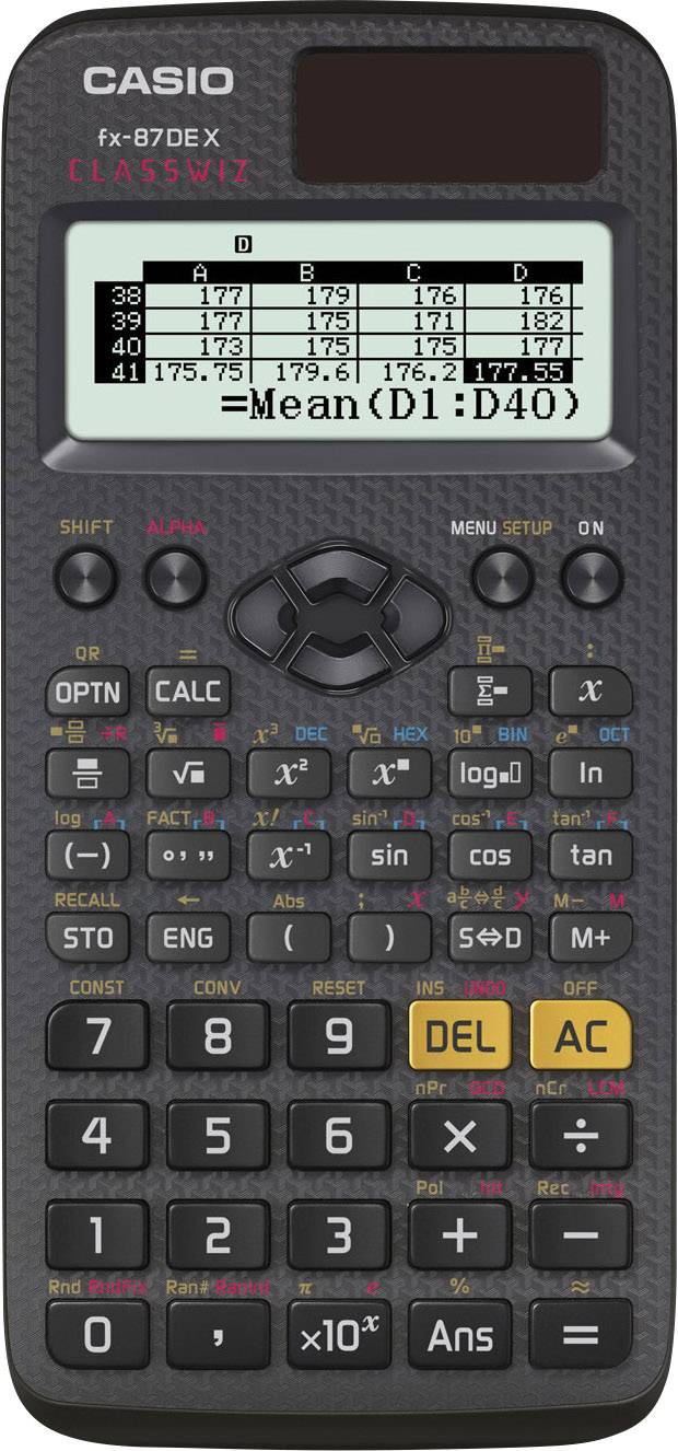Casio FX-87DEX Kalkulator techniczny, naukowy czarny Wyświetlacz: 16 energią słoneczną, bateryjne (S x W x G) 77 x 11 x - obrazek 1