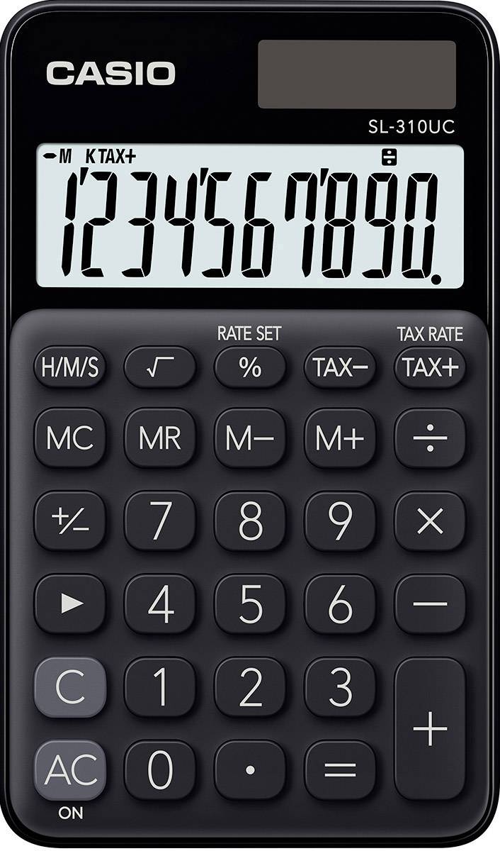 Casio SL-310UC-BK Kalkulator kieszonkowy czarny Wyświetlacz: 10 energią słoneczną, bateryjne (S x W x G) 70 x 8 x 118 mm - obrazek 1