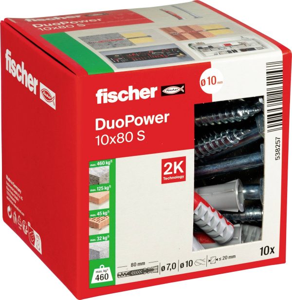 Fischer 538257 DUOPOWER 10×80 S LD Kołek 2-komponentowy 80 mm 10 mm 10 szt.