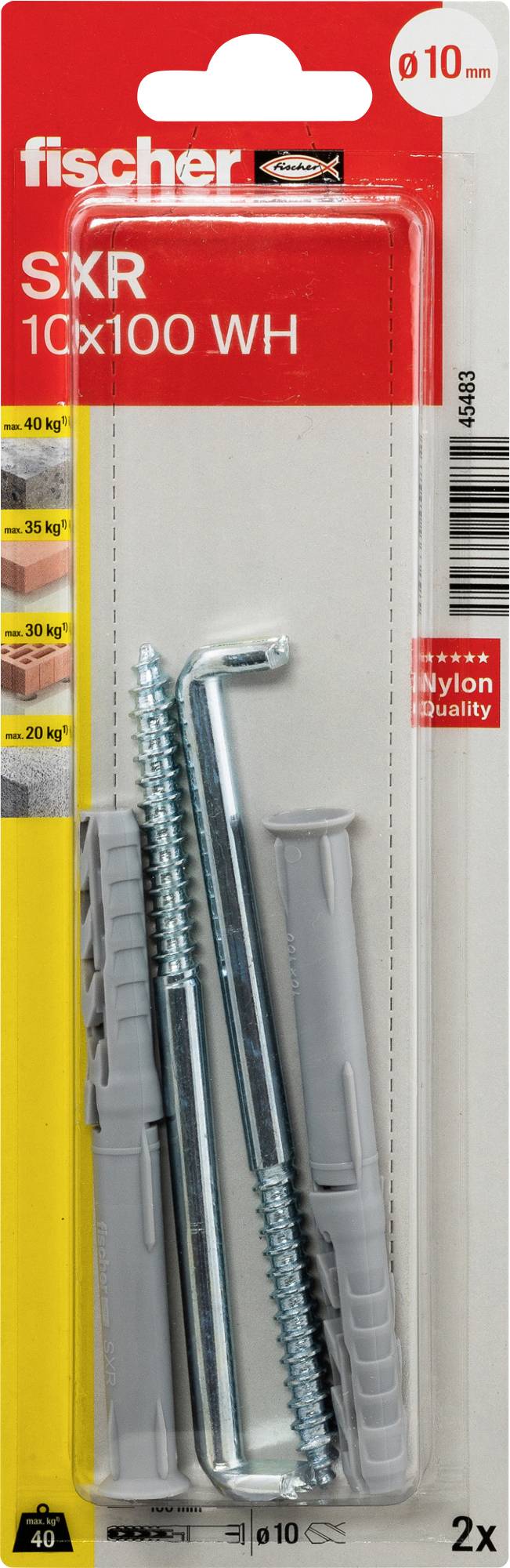 Fischer 045483 SXR 10 x 100 WH K NV Kołek motażowy o zwiększonej długości 100 mm 1 zest. - obrazek 1
