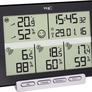 TFA Dostmann Multi-Sens Termohigrometr bezprzewodowy czarny 30.3057.01 TFA Dostmann Multi-Sens Termohigrometr bezprzewodowy czarny 30.3057.01