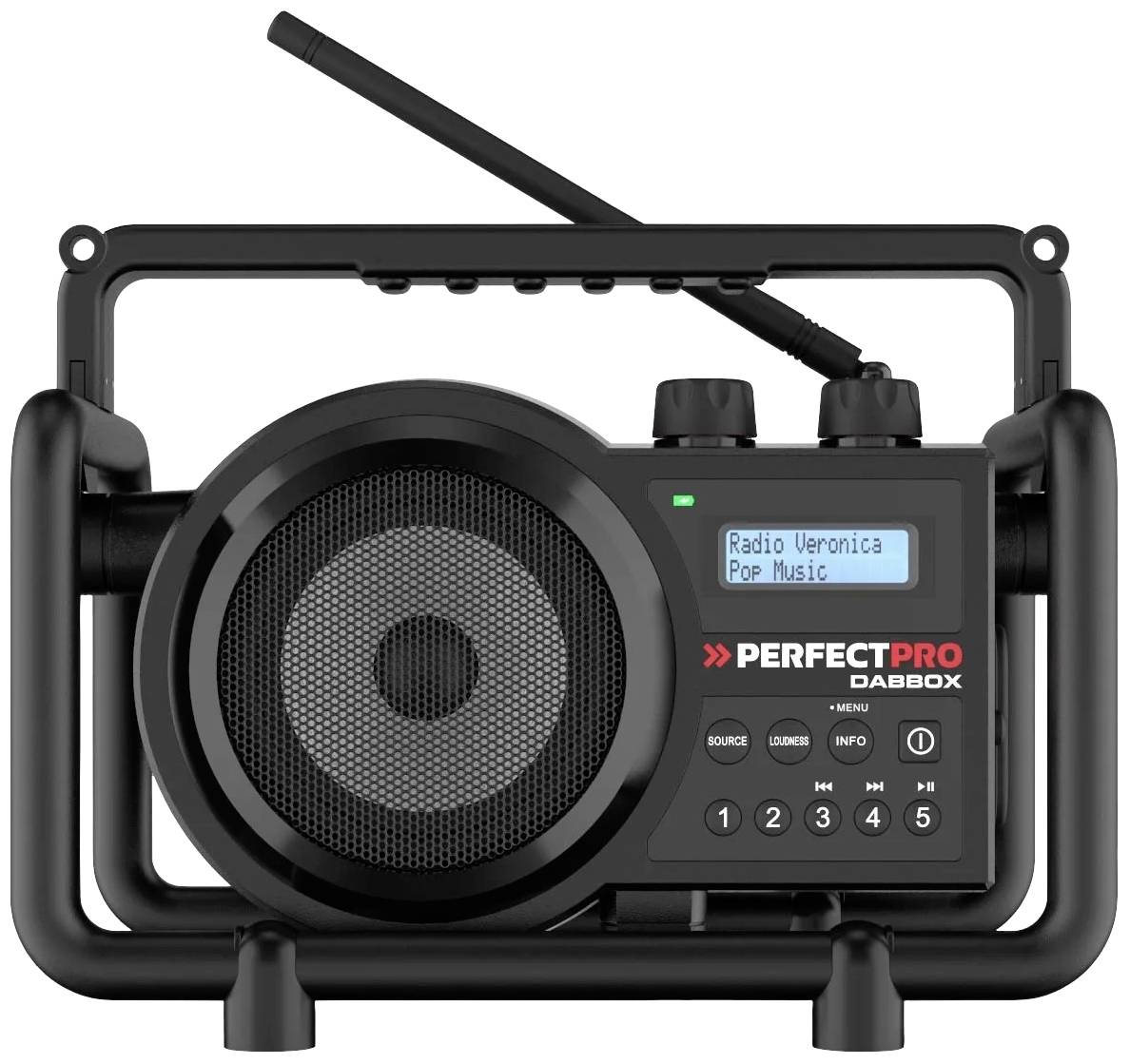 Radio na budowę PerfectPro DABBOX DAB+, fale metrowe (VHF) wstrząsoodporny czarny - obrazek 1