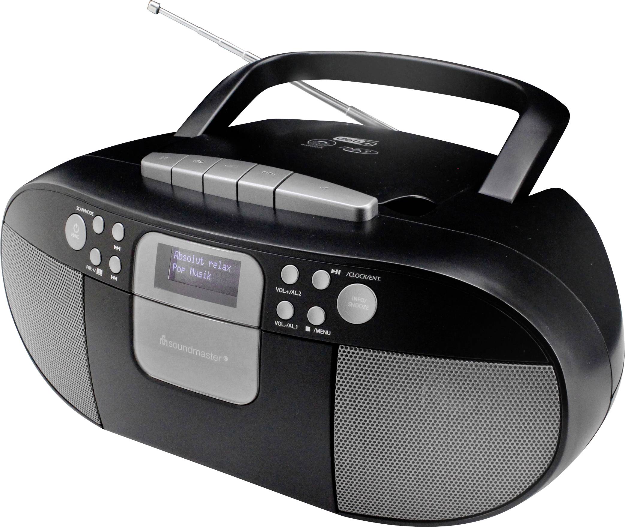 Radiomagnetofon soundmaster SCD7800SW DAB+, fale metrowe (VHF) funkcja budzika czarny - obrazek 1