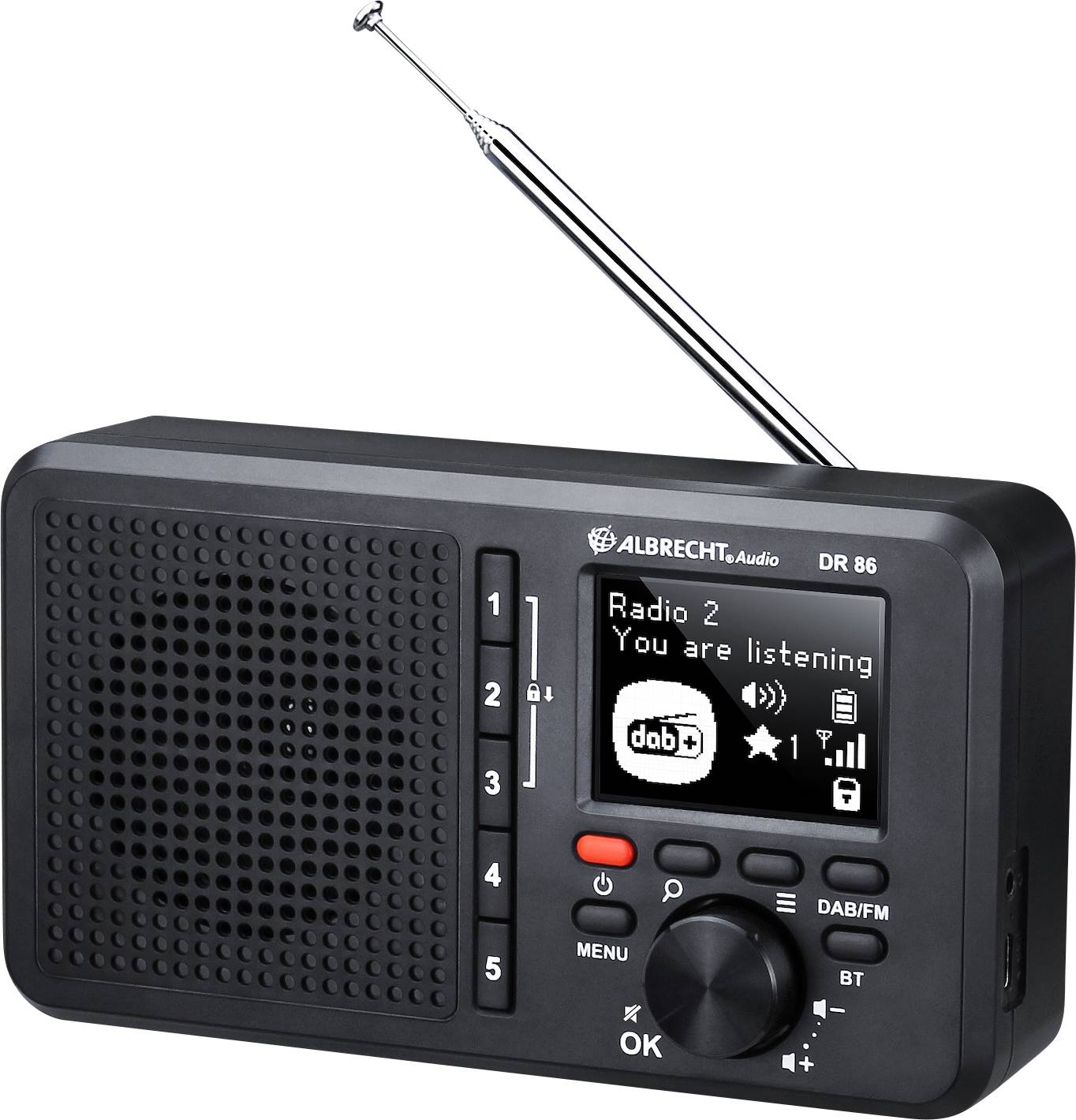 Radio Albrecht DR 86 DAB+, fale metrowe (VHF) wielokrotne ładowanie czarny - obrazek 1
