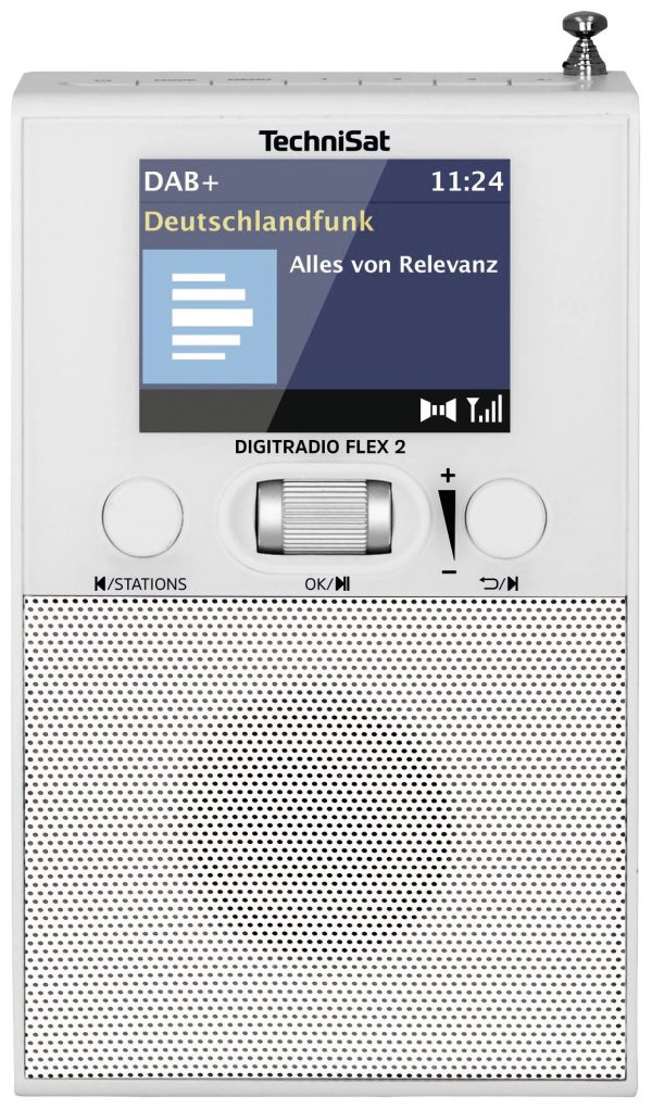 Radio gniazdkowe TechniSat DIGITRADIO FLEX 2 DAB+, fale metrowe (VHF) zawiera głośnik, funkcja budzika biały
