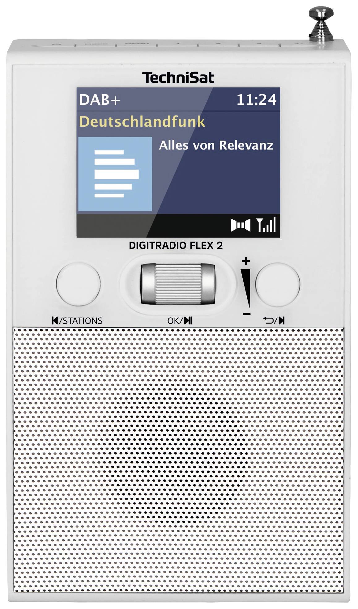 Radio gniazdkowe TechniSat DIGITRADIO FLEX 2 DAB+, fale metrowe (VHF) zawiera głośnik, funkcja budzika biały - obrazek 1
